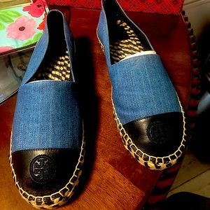 Denim and leather Tory and Burch Espadrille